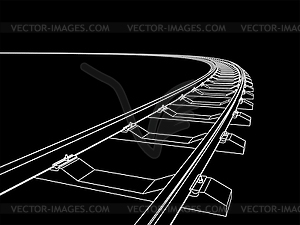 Railway going forward. 3d on black - vector image