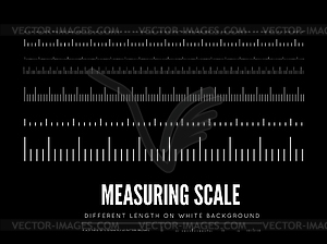 Measuring rulers of different scale, length and - vector clip art