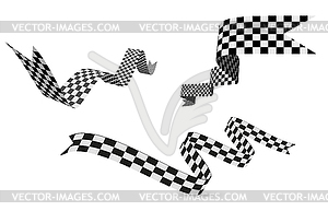 Checkered racing flag, ribbon - vector image