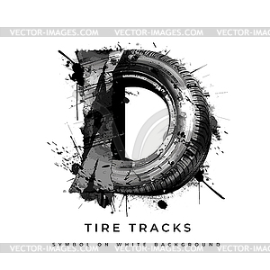 Tire font. Letter D - white & black vector clipart