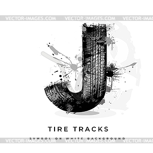 Tire font. Letter J - vector clip art