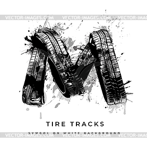 Tire font. Letter M - vector image