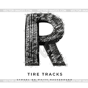 Tire font. Letter R - vector clipart / vector image