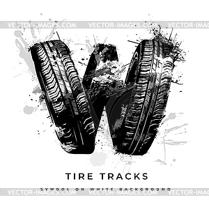 Tire font. Letter W - vector clipart