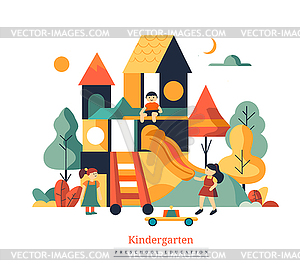 Kindergarten. Preschool education - vector clipart