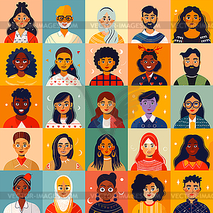 Ethnic and multiracial diversity of world, myriad o - vector clipart