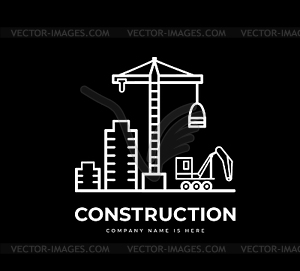 Логотип строительной компании с краном - векторный дизайн