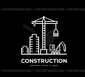 Construction company logo with crane - vector image