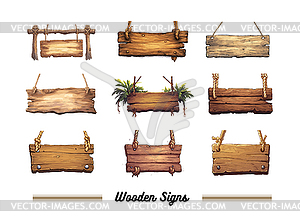 Wooden signs, signs, pointers - vector clip art