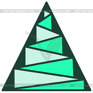 Triangular pyramid assembled of green triangles - vector image