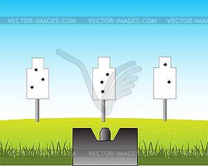 Dartboard in field - vector clipart