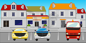 City and parking cars - vector image