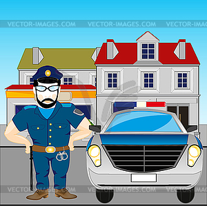 Man police and machine - vector EPS clipart