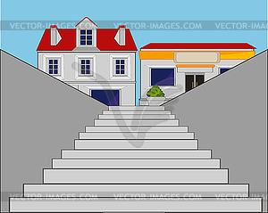 Лестница в городе - графика в векторном формате