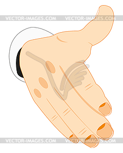 Stretching hand of person - vector clip art