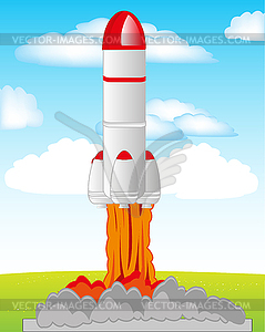 Start rocket in cosmos - vector clipart