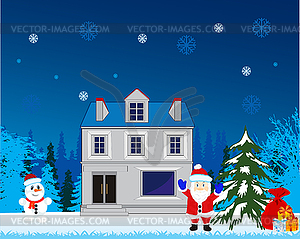 Holiday cristmas in winter - vector clip art