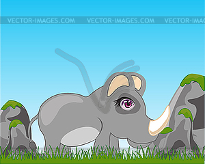 Носорог на поляне - стоковый векторный клипарт