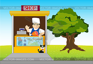 Shop on road - vector clipart