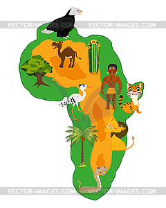 Континент Африка и природа - рисунок в векторном формате