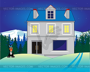 Hotel in mountain - vector clipart / vector image