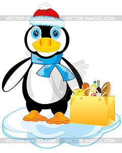 Penguin on block of ice - vector image
