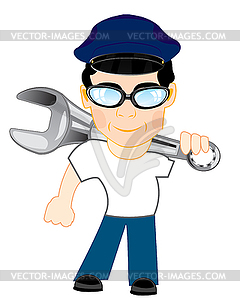 Young man with tools - vector clip art