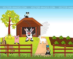 Farm with animal - vector image