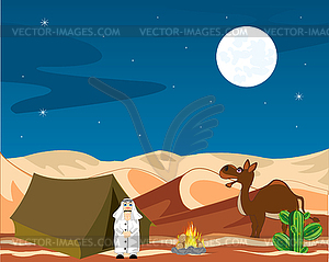 Nomad in desert - vector clip art