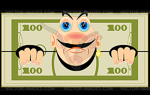 Banknote one hundred dollars with person - vector clipart