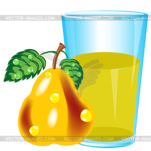 Glass of juice and pear - vector clip art