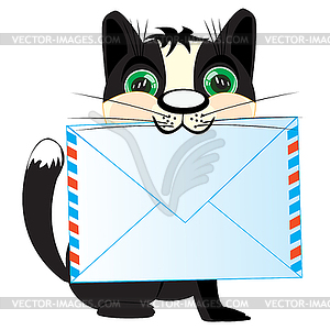 Cat with letter - vector image