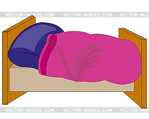 Wooden bed - vector image