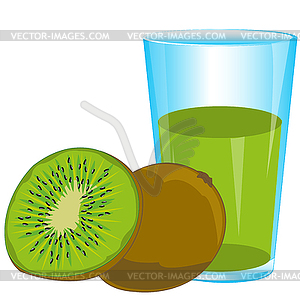 Fruits kiwi and juice - vector image