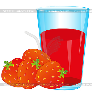 Berries strawberries and juice - vector image