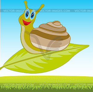 Snail on sheet - vector EPS clipart