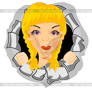 Girl in hole - vector clipart