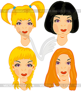 Hairstyles young girl - vector image