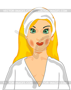 Making look younger girl in robe - vector clip art