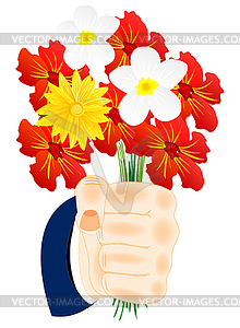 Flower in hand - vector clipart