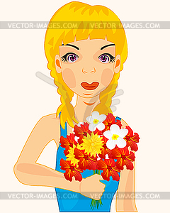 Girl with flower - vector image