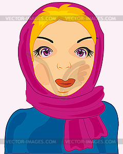 Girl in kerchief - vector image