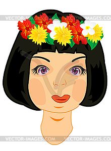 Wreath on head of girl - vector image