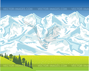 Beautiful landscape with mountain - vector clipart