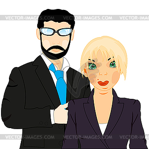 Man and woman in suit - vector EPS clipart