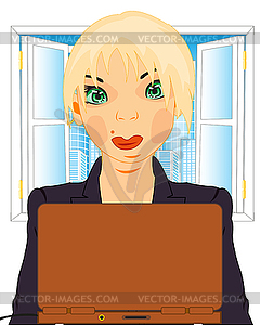 Girl in office - vector image