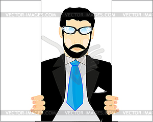 Man opens door - vector clipart