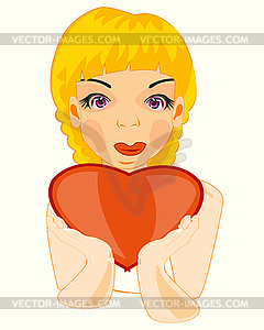 Girl with heart - vector image