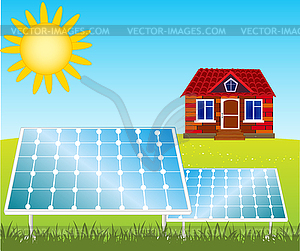 House and solar panels - vector clipart