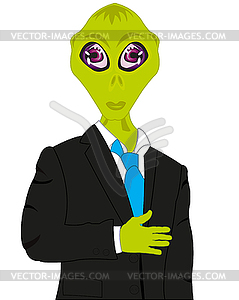 Extraterrestrial being in black suit - vector clipart / vector image